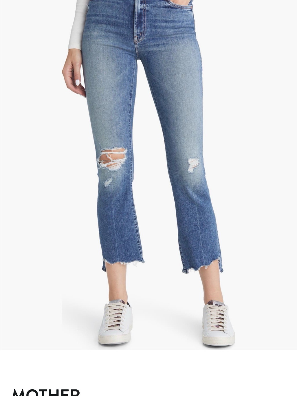 Mother The Insider Crop Step Chew - Cropped Distressed Blue Denim Jeans